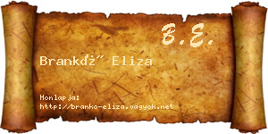 Brankó Eliza névjegykártya